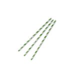 6mm хартиена зелена раирана сламка, стандартна