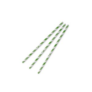 6mm хартиена зелена раирана сламка, стандартна